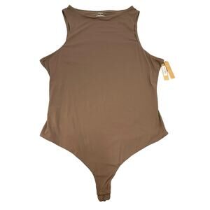 Skims Bodysuit Tan Snap Closure Sleeveless Stretch High Neck Plus Size 4X Layer